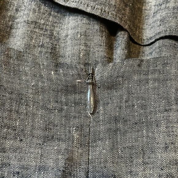 Theory Brown Woven Peplum Linen Blend Fit n Flare Sleeveless Dress Womens Sz 8 - Picture 9 of 11